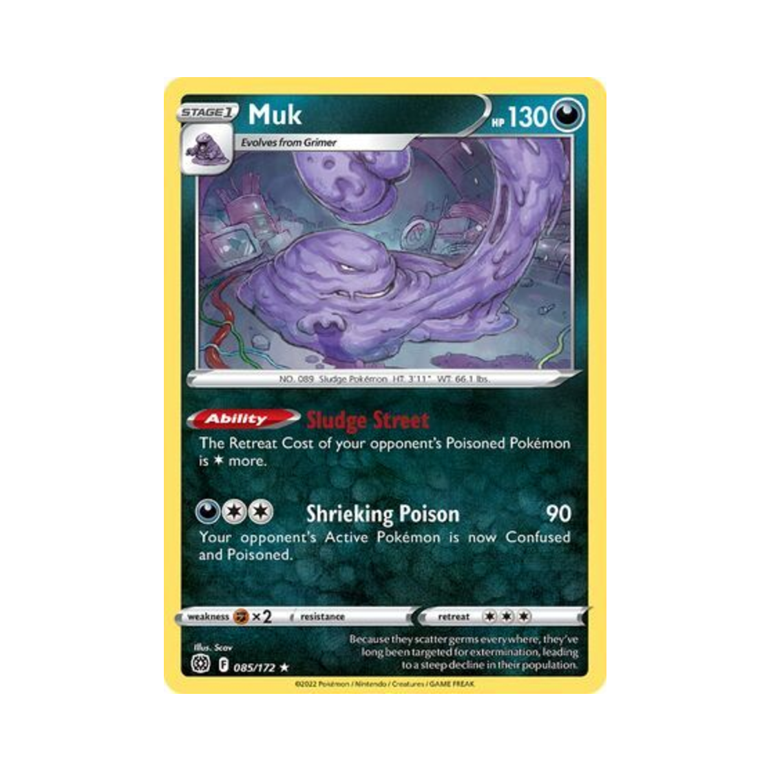 포켓몬 TCG 질뻐기 R 브릴리언트 스타즈 (영문판)(Pokemon TCG Muk R Brilliant Stars (English Ver.)) - 1