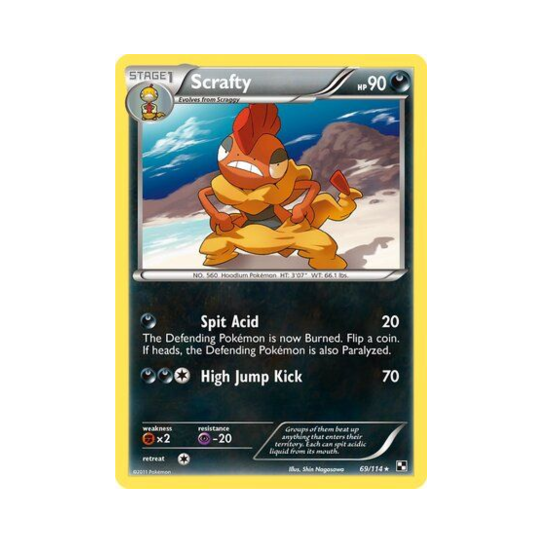 포켓몬 TCG 곤율거니 R 블랙 & 화이트 (영문판)(Pokemon TCG Scrafty R Black & White (English Ver.)) - 1