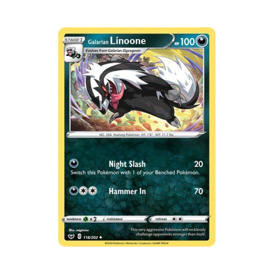 포켓몬 TCG 가라르 직구리 U 소드 & 실드 (영문판)(Pokemon TCG Galarian Linoone U Sword & Shield (English Ver.)) - 1