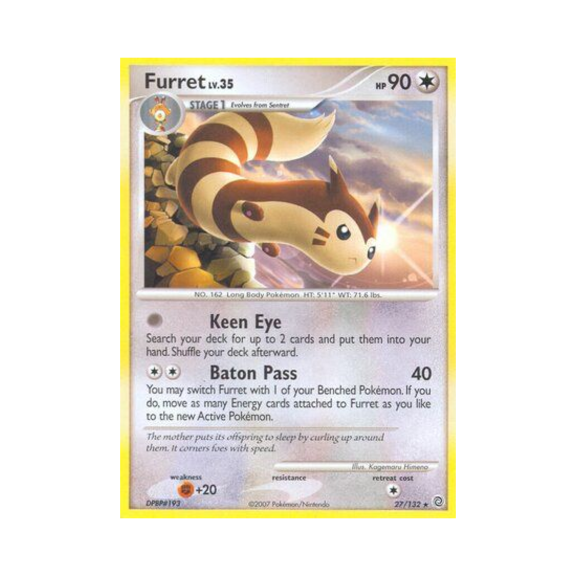 포켓몬 TCG 다꼬리 R 시크릿 원더스 (영문판)(Pokemon TCG Furret R Secret Wonders (English Ver.)) - 1