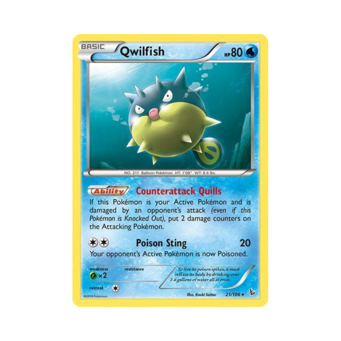 포켓몬 TCG 침바루 R 플래시파이어 (영문판)(Pokemon TCG Qwilfish R Flashfire (English Ver.)) - 1