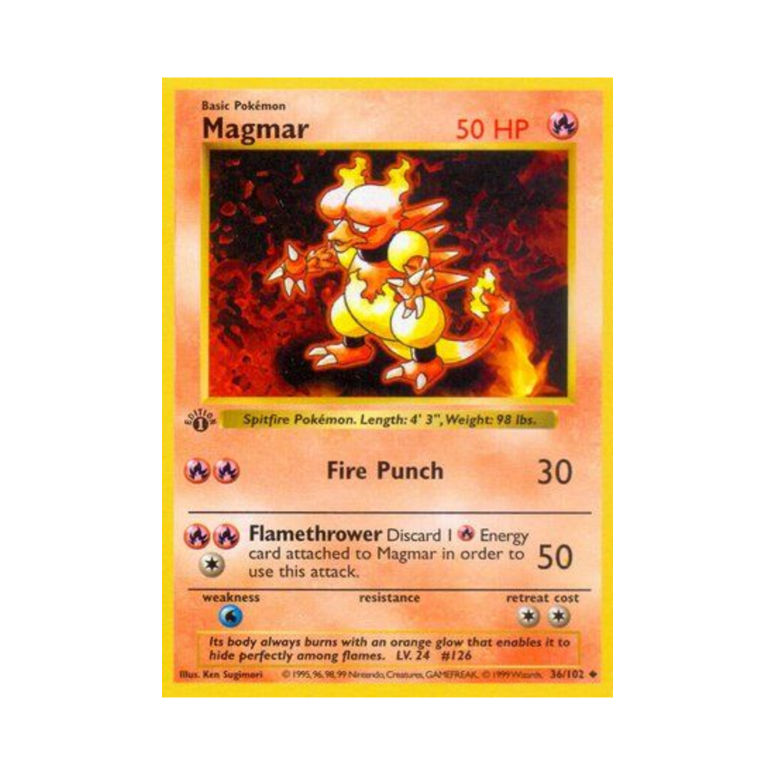 포켓몬 TCG 마그마 U 베이스 세트 (영문판)(Pokemon TCG Magmar U Base Set (English Ver.))