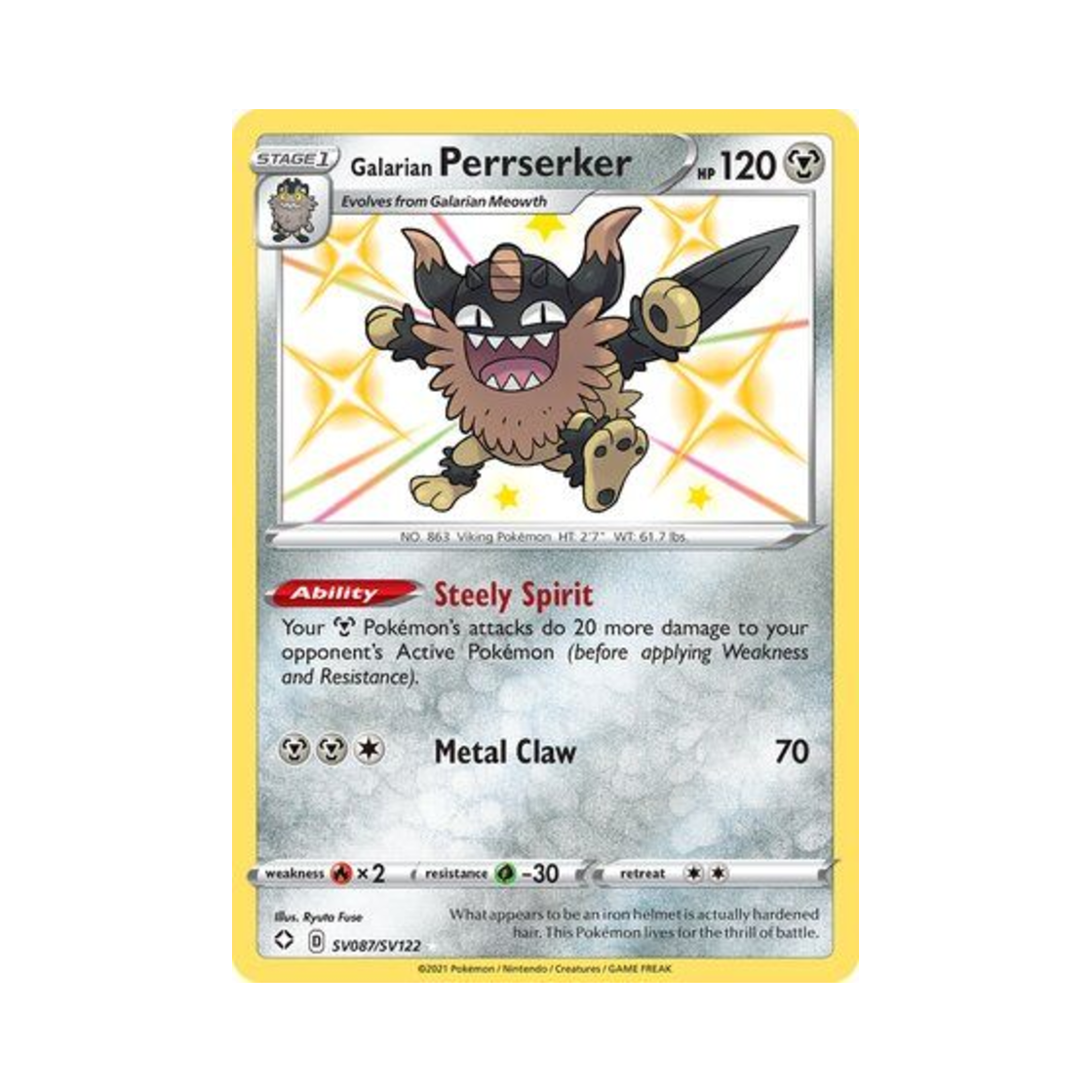 포켓몬 TCG 가라르 나이킹 RS 샤이닝 페이츠 (영문판)(Pokemon TCG Galarian Perrserker RS Shining Fates (English Ver.)) - 1