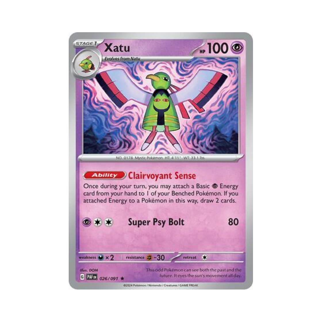 포켓몬 TCG 네이티오 R 팔데아 페이트 (영문판)(Pokemon TCG Xatu R Paldean Fates (English Ver.)) - 1