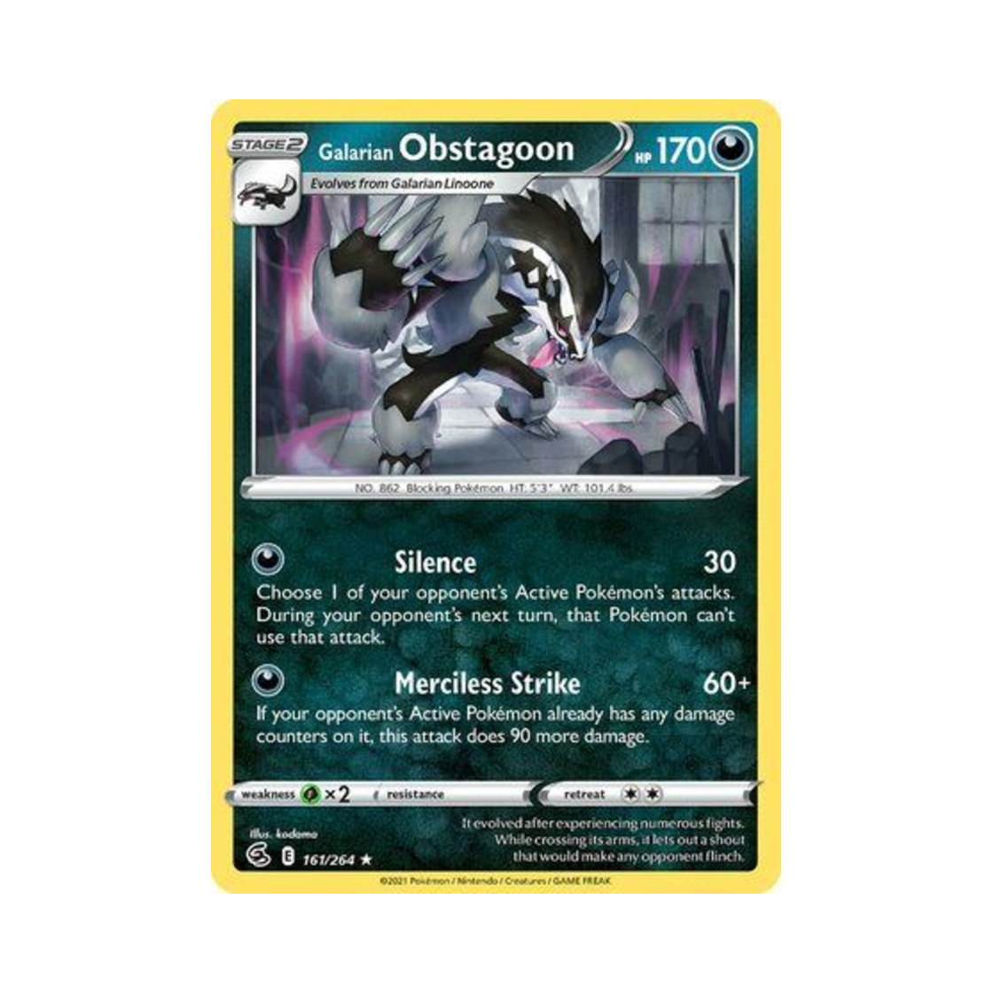 포켓몬 TCG 가라르 가로막구리 RH 퓨전 스트라이크 (영문판)(Pokemon TCG Galarian Obstagoon RH Fusion Strike (English Ver.)) - 1