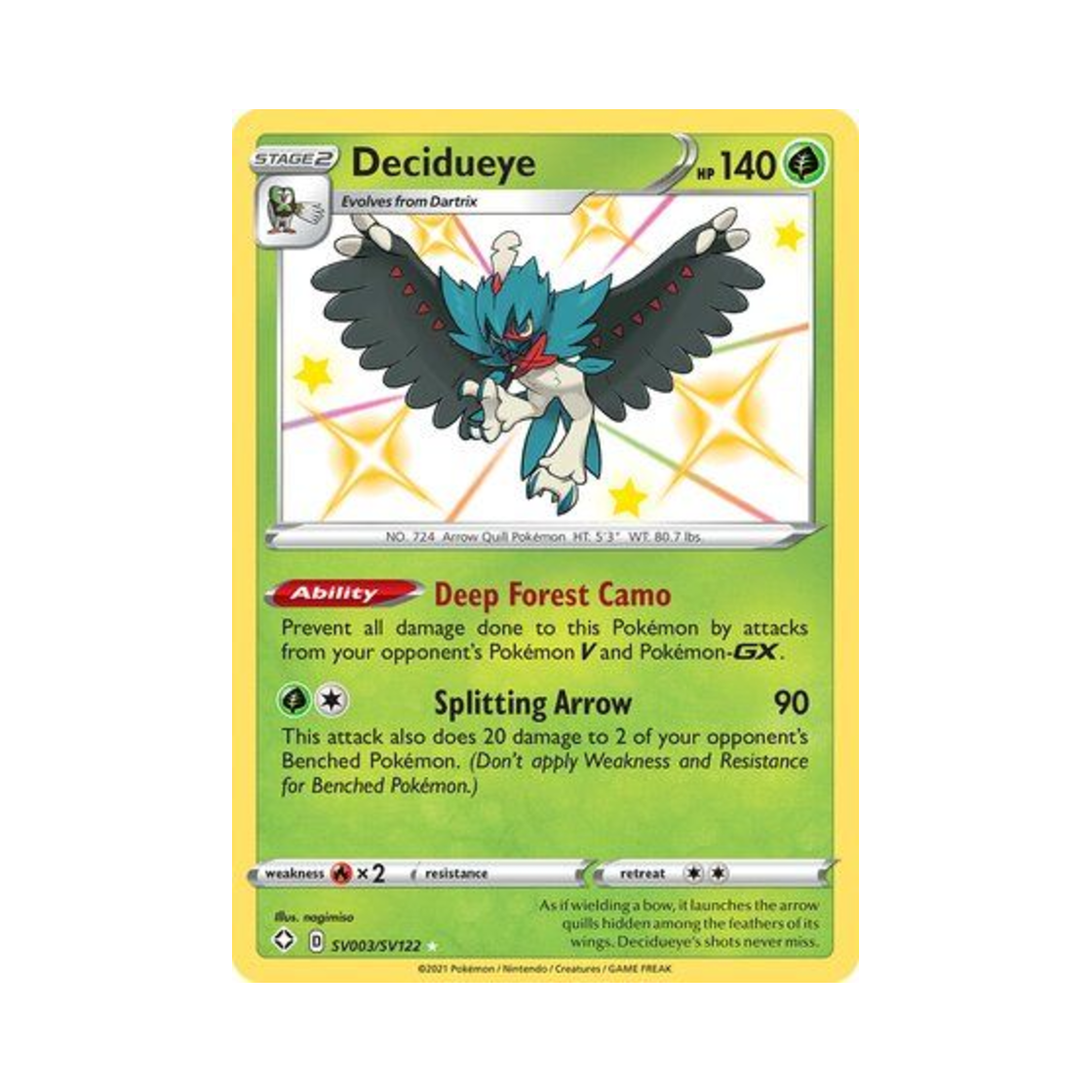 포켓몬 TCG 모크나이퍼 RS 샤이닝 페이츠 (영문판)(Pokemon TCG Decidueye RS Shining Fates (English Ver.)) - 1