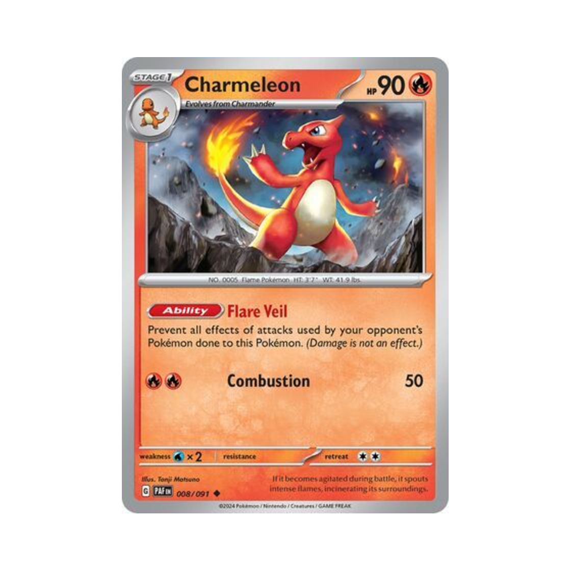 포켓몬 TCG 리자드 U 팔데아 페이트 (영문판)(Pokemon TCG Charmeleon U Paldean Fates (English Ver.)) - 1