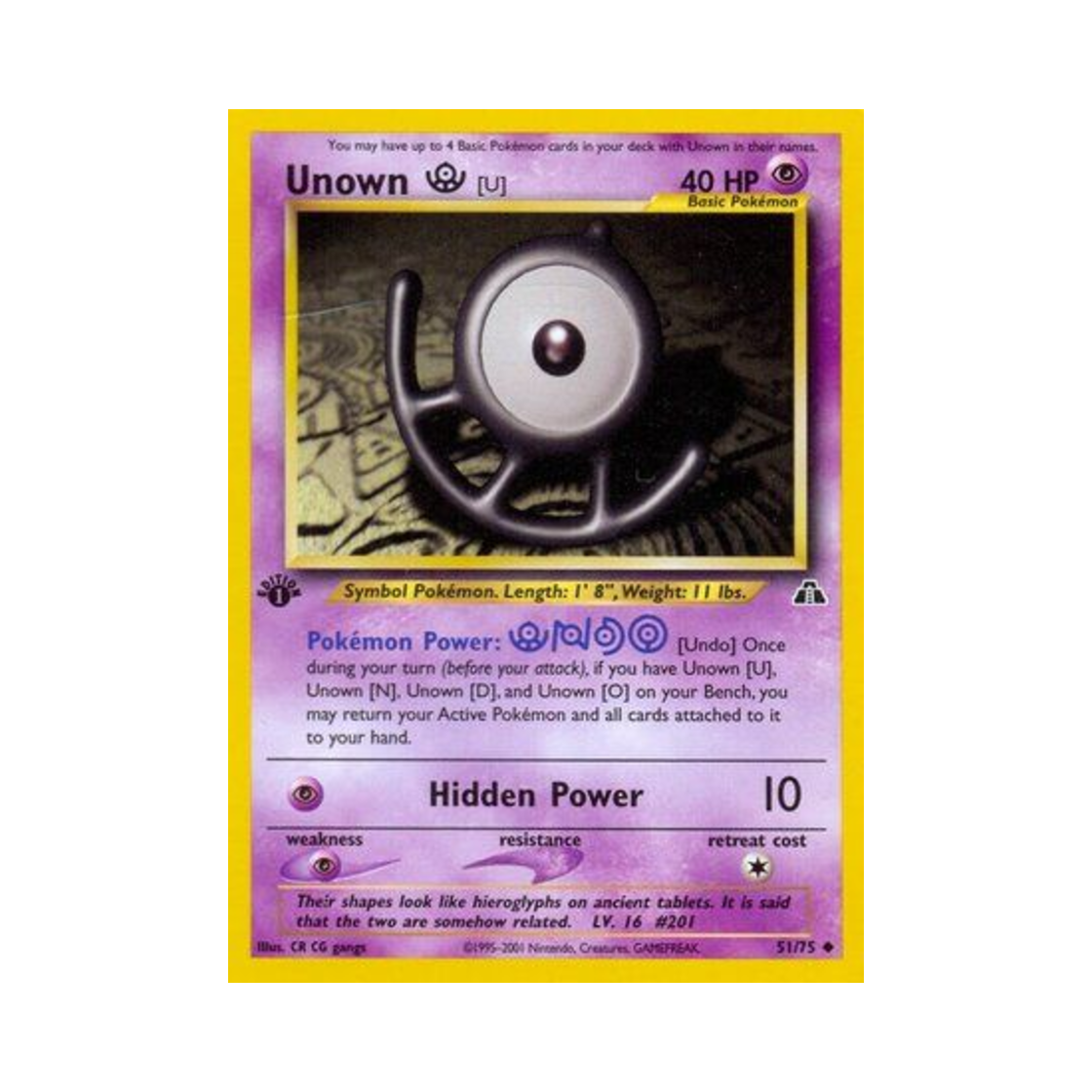 포켓몬 TCG 안농 U U 네오 디스커버리 (영문판)(Pokemon TCG Unown U U Neo Discovery (English Ver.)) - 1