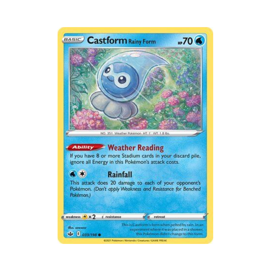 포켓몬 TCG 캐스퐁 빗방울의 모습 C 칠링 레인 (영문판)(Pokemon TCG Castform Rainy Form C Chilling Reign (English Ver.)) - 1