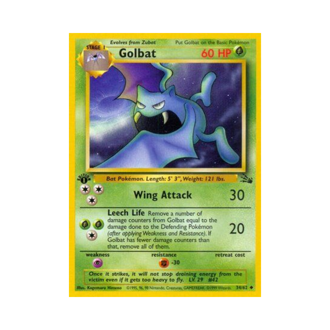 포켓몬 TCG 골뱃 U 포실 (영문판)(Pokemon TCG Golbat U Fossil (English Ver.)) - 1