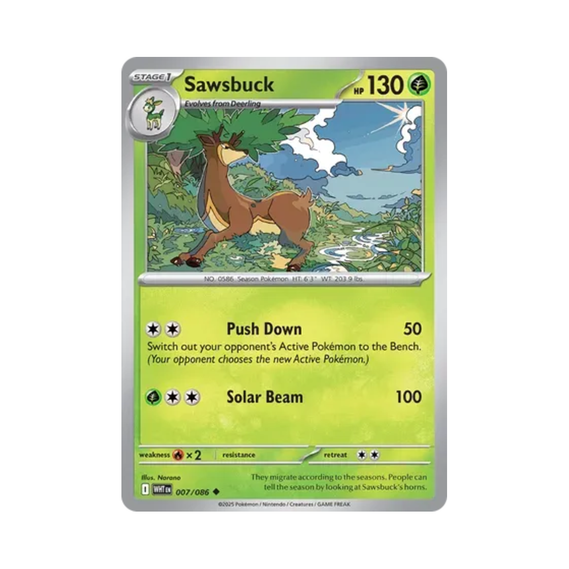 포켓몬 TCG 바라철록 U 화이트플레어 (영문판)(Pokemon TCG Sawsbuck U White Flare (English Ver.))