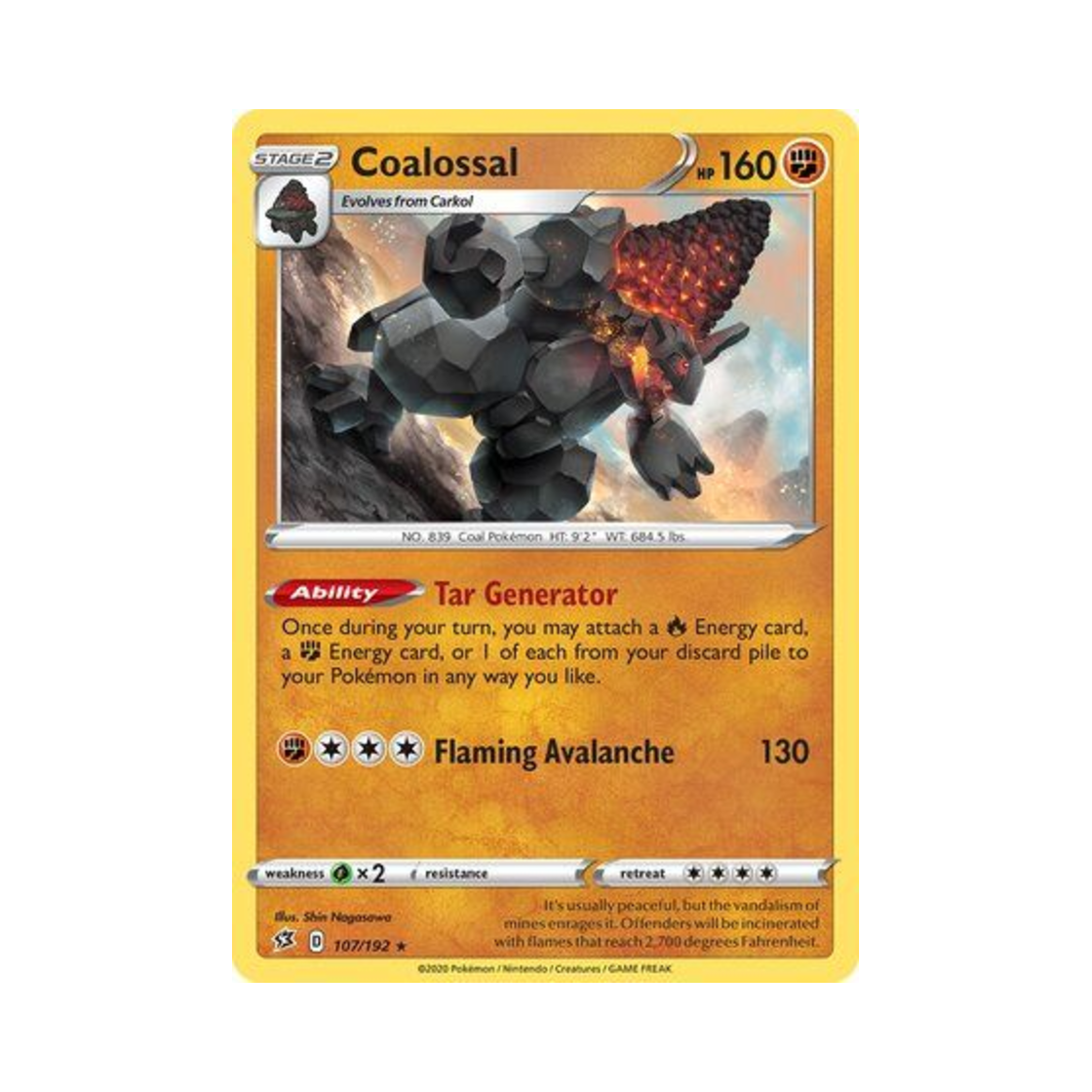 포켓몬 TCG 석탄산 RH 레벌 크래시 (영문판)(Pokemon TCG Coalossal RH Rebel Clash (English Ver.)) - 1
