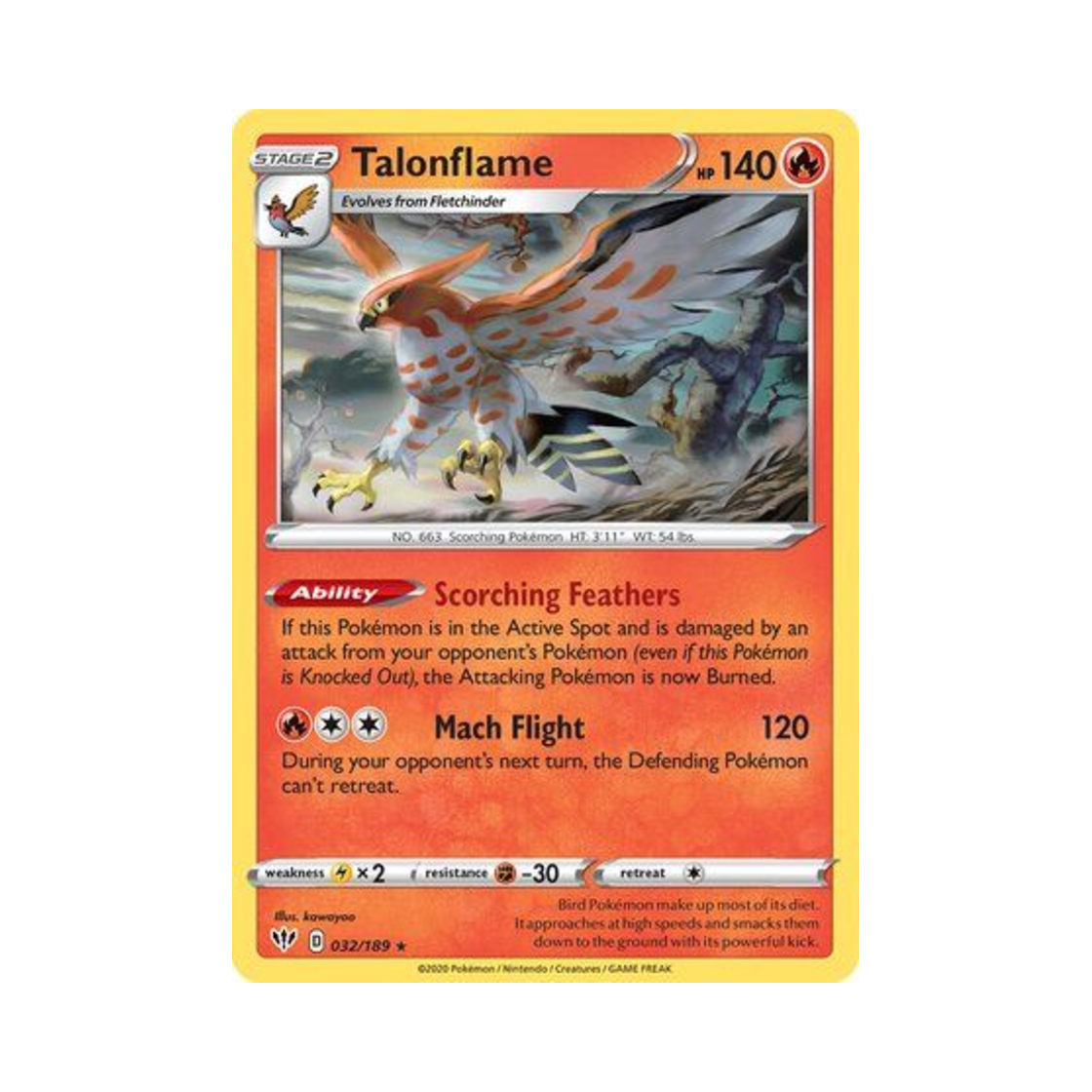 포켓몬 TCG 파이어로 R 다크니스 어블레이즈 (영문판)(Pokemon TCG Talonflame R Darkness Ablaze (English Ver.))