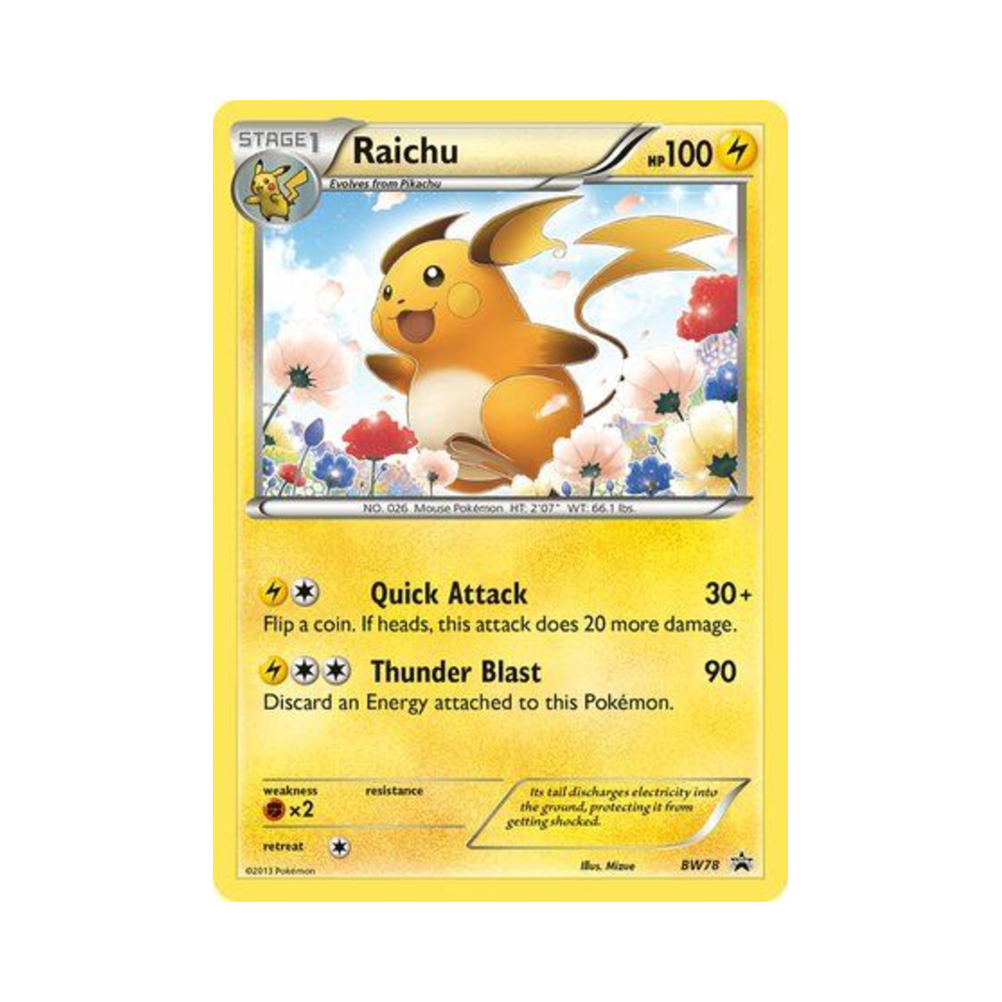 포켓몬 TCG 라이츄 P 블랙 & 화이트 프로모카드 (영문판)(Pokemon TCG Raichu P Black & White Promos (English Ver.)) - 1