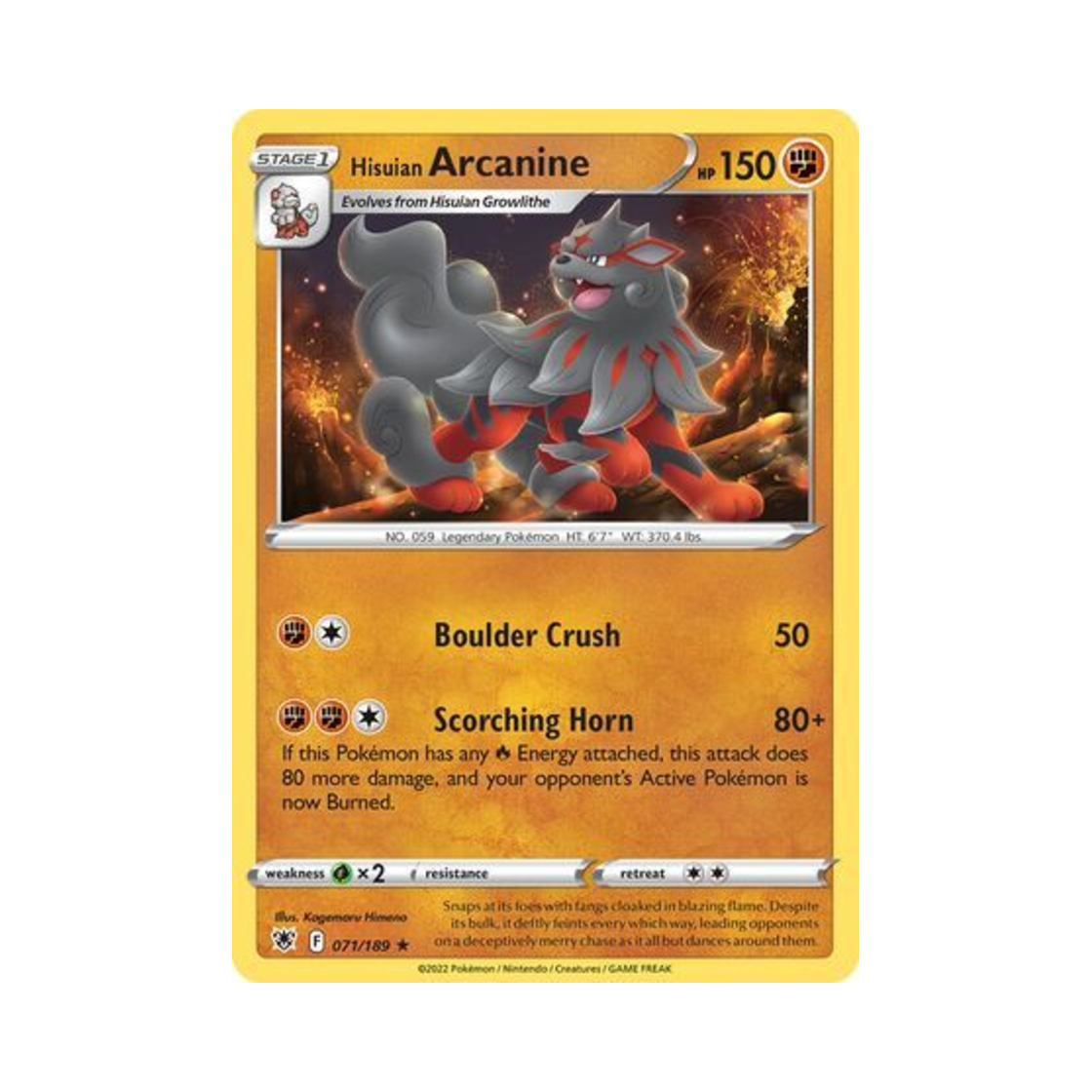 포켓몬 TCG 히스이 윈디 R 아스트랄 레디안스 (영문판)(Pokemon TCG Hisuian Arcanine R Astral Radiance (English Ver.)) - 1