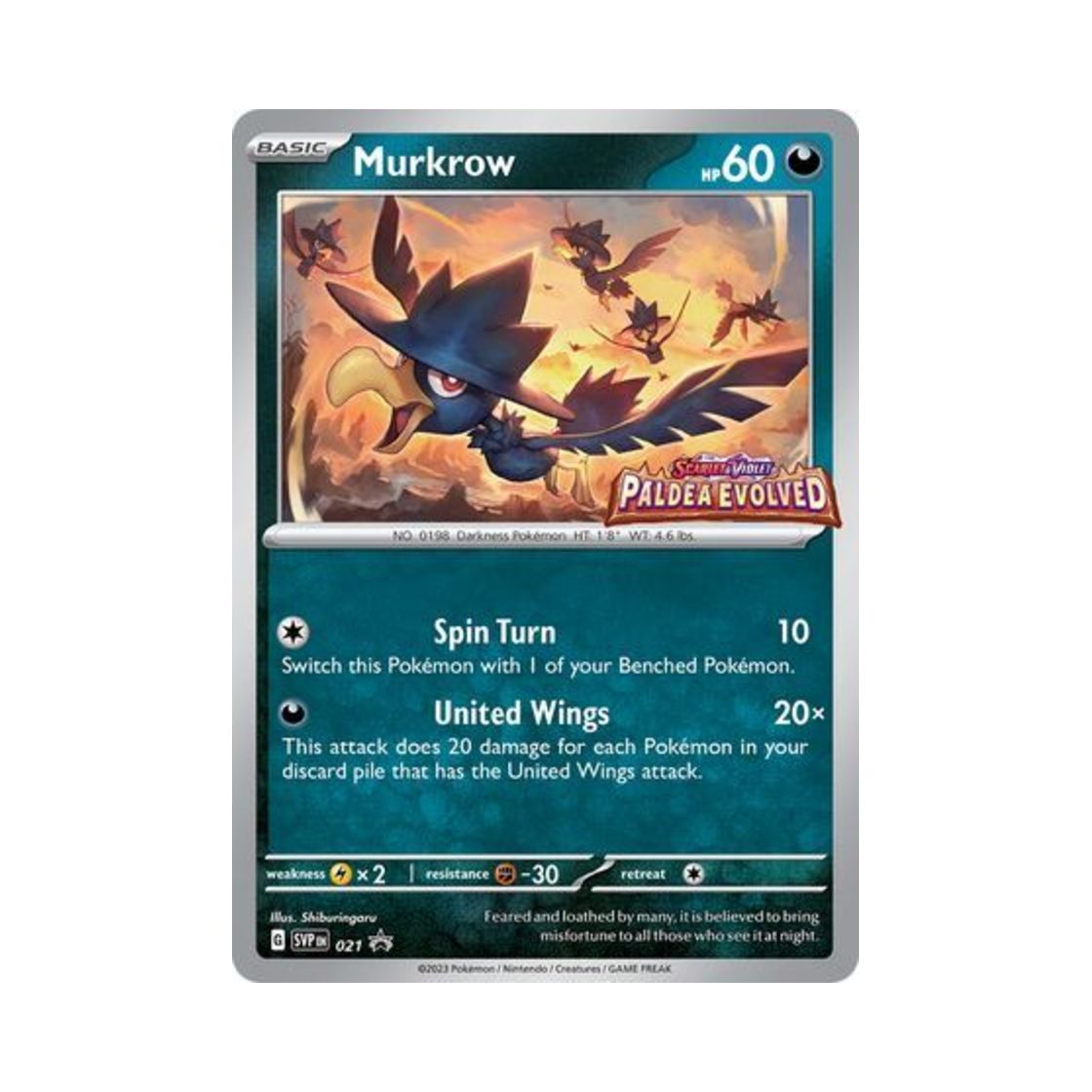 포켓몬 TCG 니로우 P 스칼렛 & 바이올렛 프로모 카드 (영문판)(Pokemon TCG Murkrow P Scarlet & Violet Promos (English Ver.)) - 1