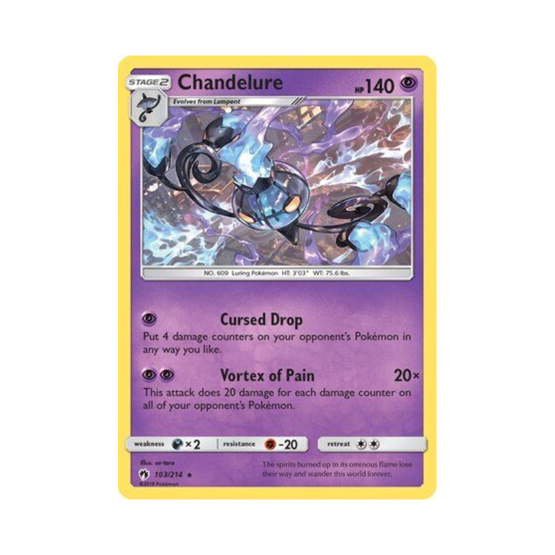 포켓몬 TCG 샹델라 RH 로스트 썬더 (영문판)(Pokemon TCG Chandelure RH Lost Thunder (English Ver.)) - 1