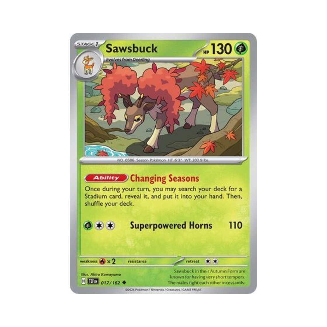 포켓몬 TCG 바라철록 U 템포럴 포시스 (영문판)(Pokemon TCG Sawsbuck U Temporal Forces (English Ver.))