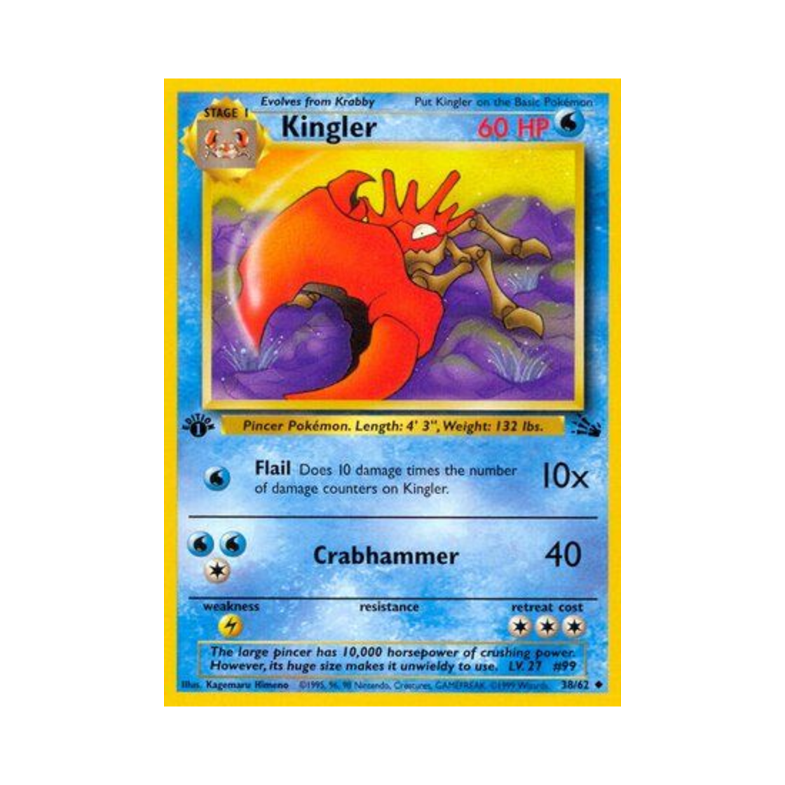 포켓몬 TCG 킹크랩 U 포실 (영문판)(Pokemon TCG Kingler U Fossil (English Ver.)) - 1