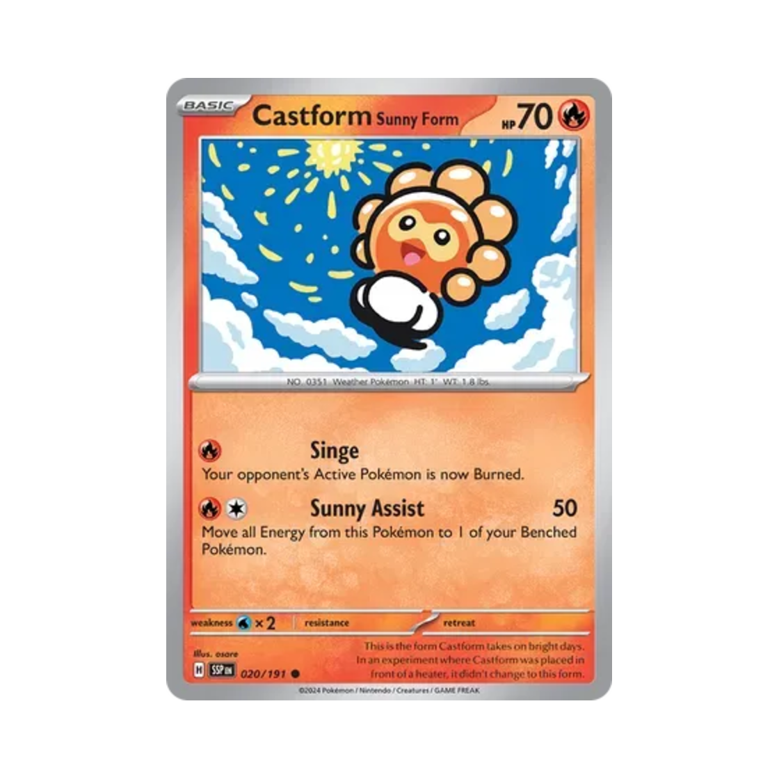 포켓몬 TCG 캐스퐁 태양의 모습 C 서징 스파크 (영문판)(Pokemon TCG Castform Sunny Form C Surging Sparks (English Ver.)) - 1