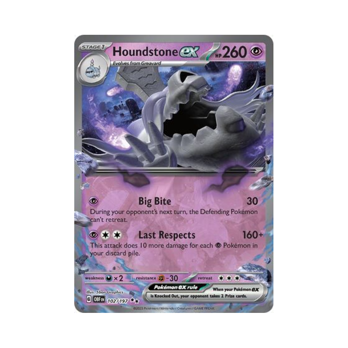 포켓몬 TCG 묘두기 ex DR 옵시디언 플레임즈 (영문판)(Pokemon TCG Houndstone ex DR Obsidian Flames (English Ver.)) - 1