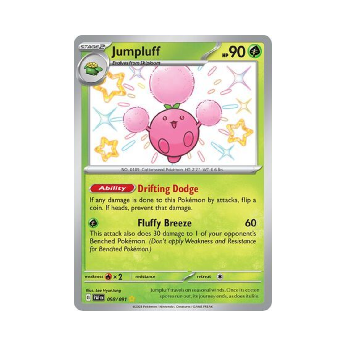 포켓몬 TCG 솜솜코 SR 팔데아 페이트 (영문판)(Pokemon TCG Jumpluff SR Paldean Fates (English Ver.))