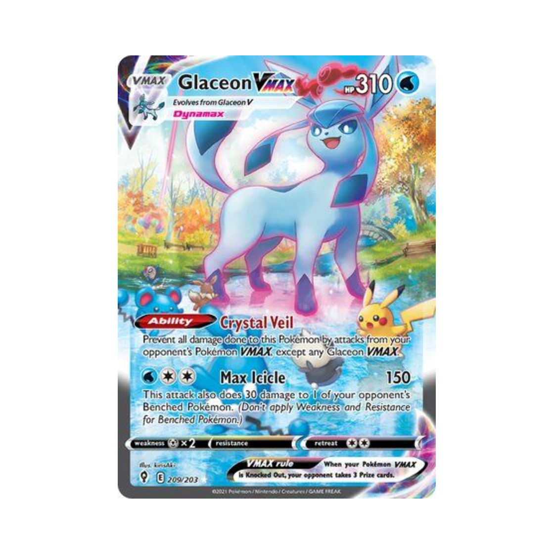 포켓몬 TCG 글레이시아 VMAX RR 이볼빙 스카이즈 (영문판)(Pokemon TCG Glaceon VMAX RR Evolving Skies (English Ver.)) - 1