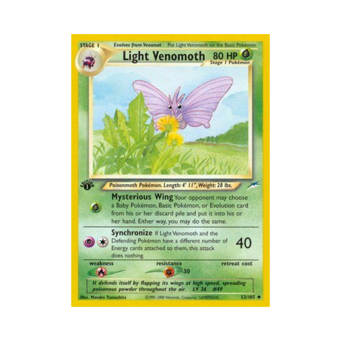 포켓몬 TCG 라이트 도나리 U 네오 데스티니 (영문판)(Pokemon TCG Light Venomoth U Neo Destiny (English Ver.))
