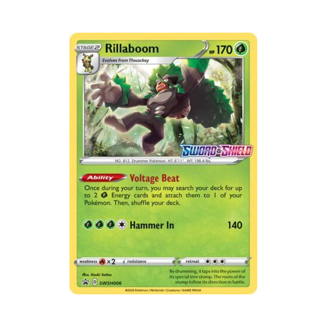 포켓몬 TCG 고릴타 P 소드 & 실드 프로모카드 (영문판)(Pokemon TCG Rillaboom P Sword & Shield Promos (English Ver.))
