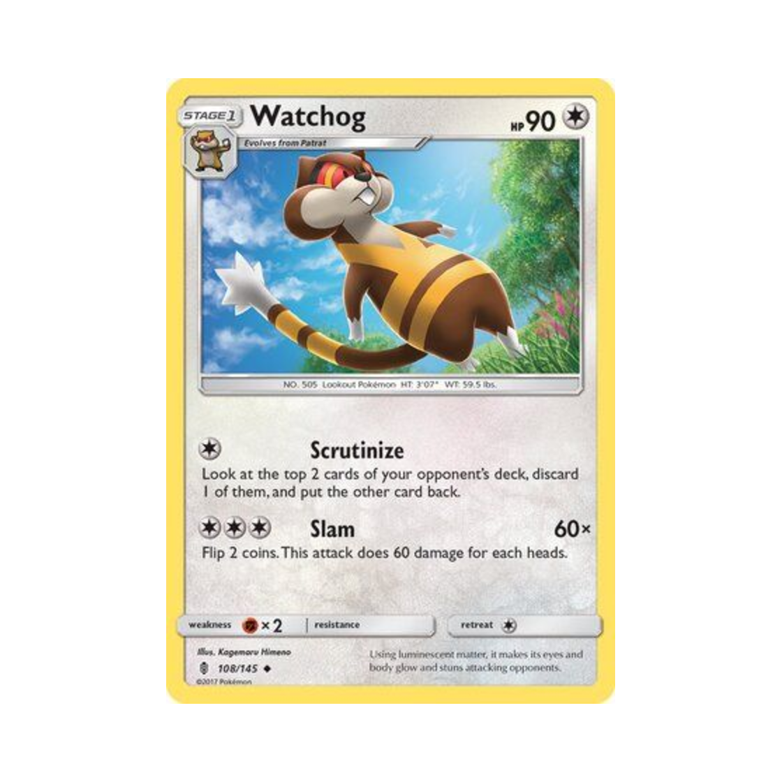 포켓몬 TCG 보르그 U 가디언스 라이징 (영문판)(Pokemon TCG Watchog U Guardians Rising (English Ver.))