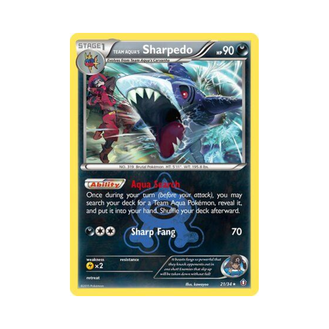 포켓몬 TCG 아쿠아단의 샤크니아 RH 더블 크라이시스 (영문판)(Pokemon TCG Team Aqua's Sharpedo RH Double Crisis (English Ver.))