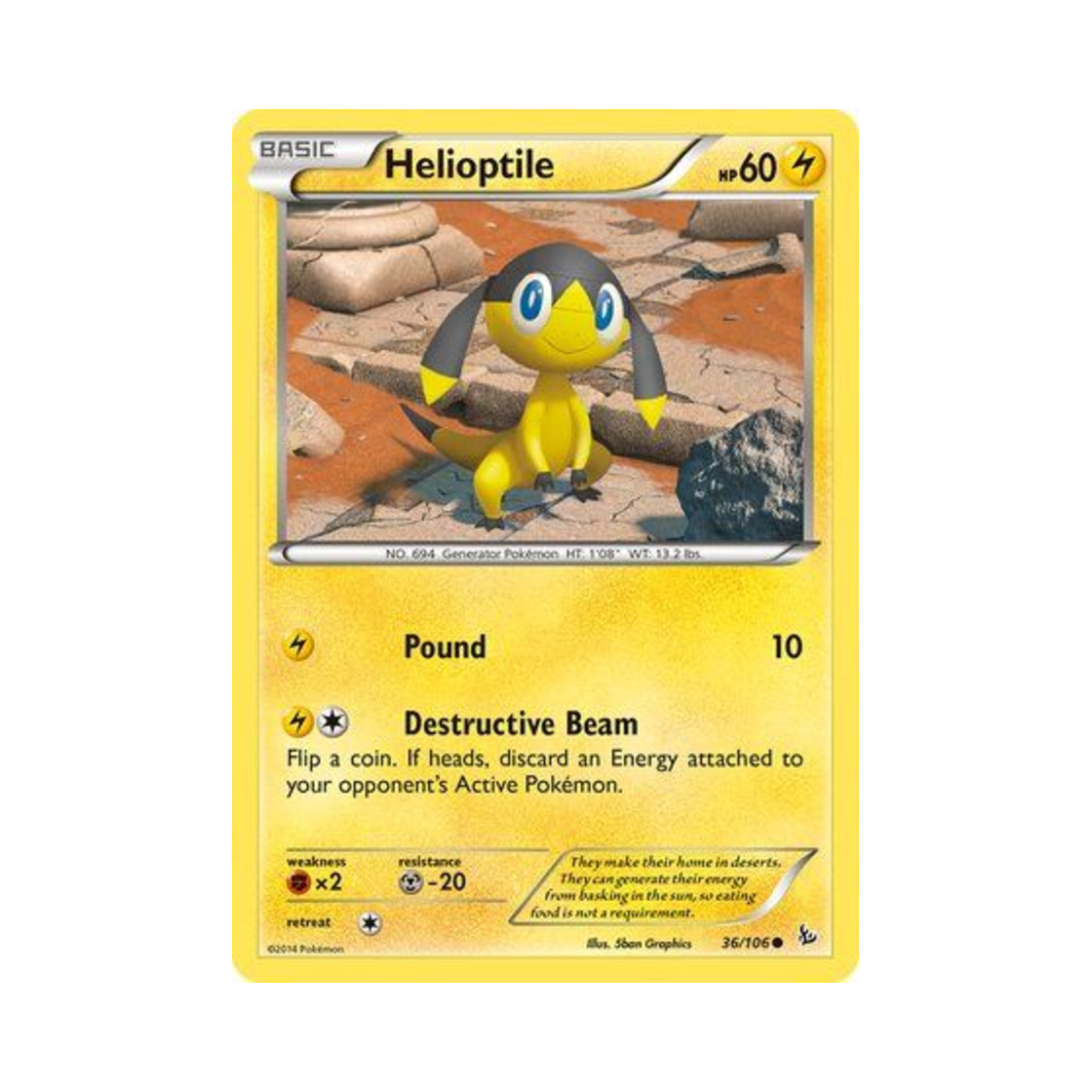 포켓몬 TCG 목도리키텔 C 플래시파이어 (영문판)(Pokemon TCG Helioptile C Flashfire (English Ver.))