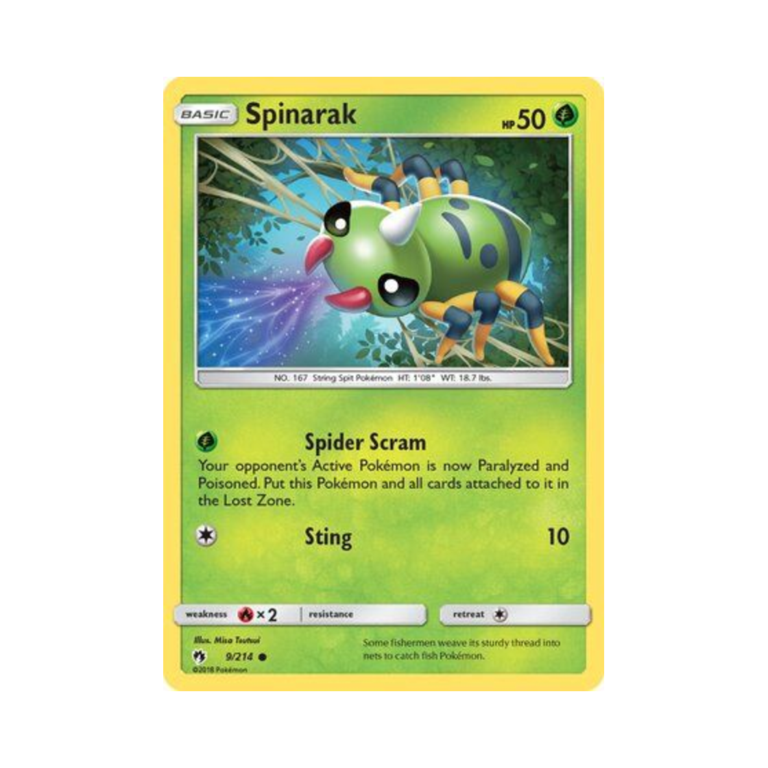 LOT9/214 Pokemon TCG Spinarak C Lost Thunder (English Ver.)
