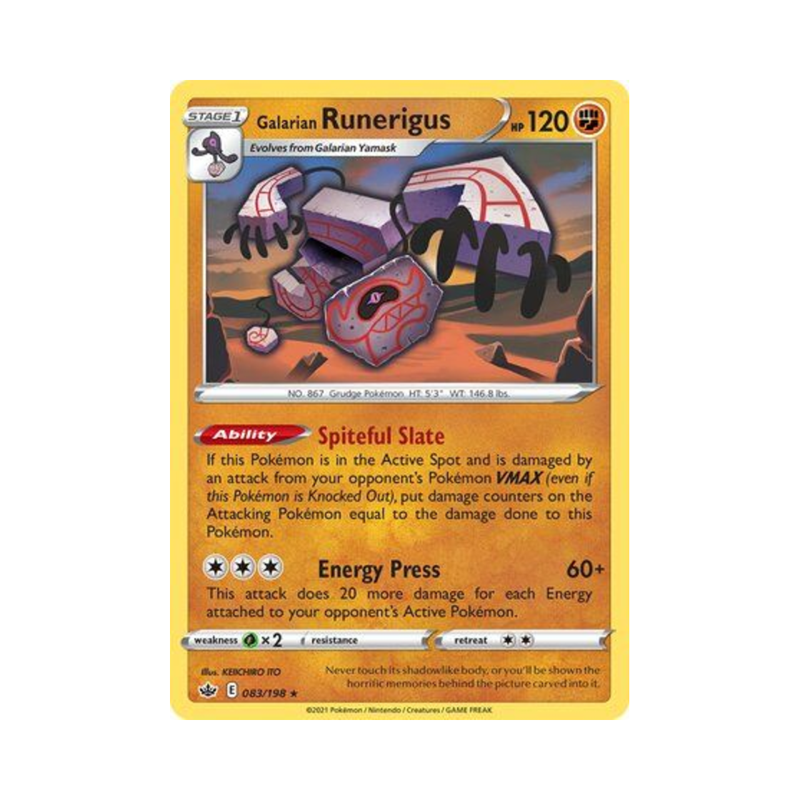 포켓몬 TCG 가라르 데스판 RH 칠링 레인 (영문판)(Pokemon TCG Galarian Runerigus RH Chilling Reign (English Ver.)) - 1