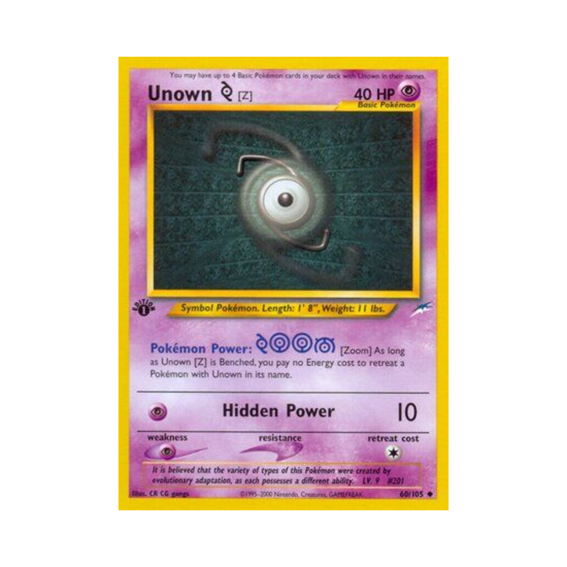 포켓몬 TCG 안농 Z U 네오 데스티니 (영문판)(Pokemon TCG Unown Z U Neo Destiny (English Ver.)) - 1