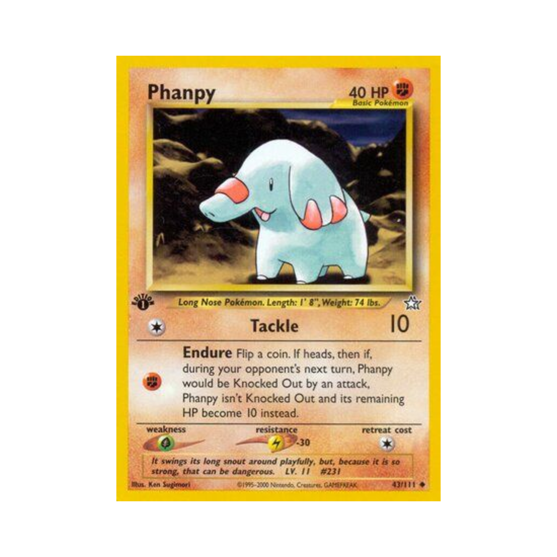 포켓몬 TCG 코코리 U 네오 제네시스 (영문판)(Pokemon TCG Phanpy U Neo Genesis (English Ver.))