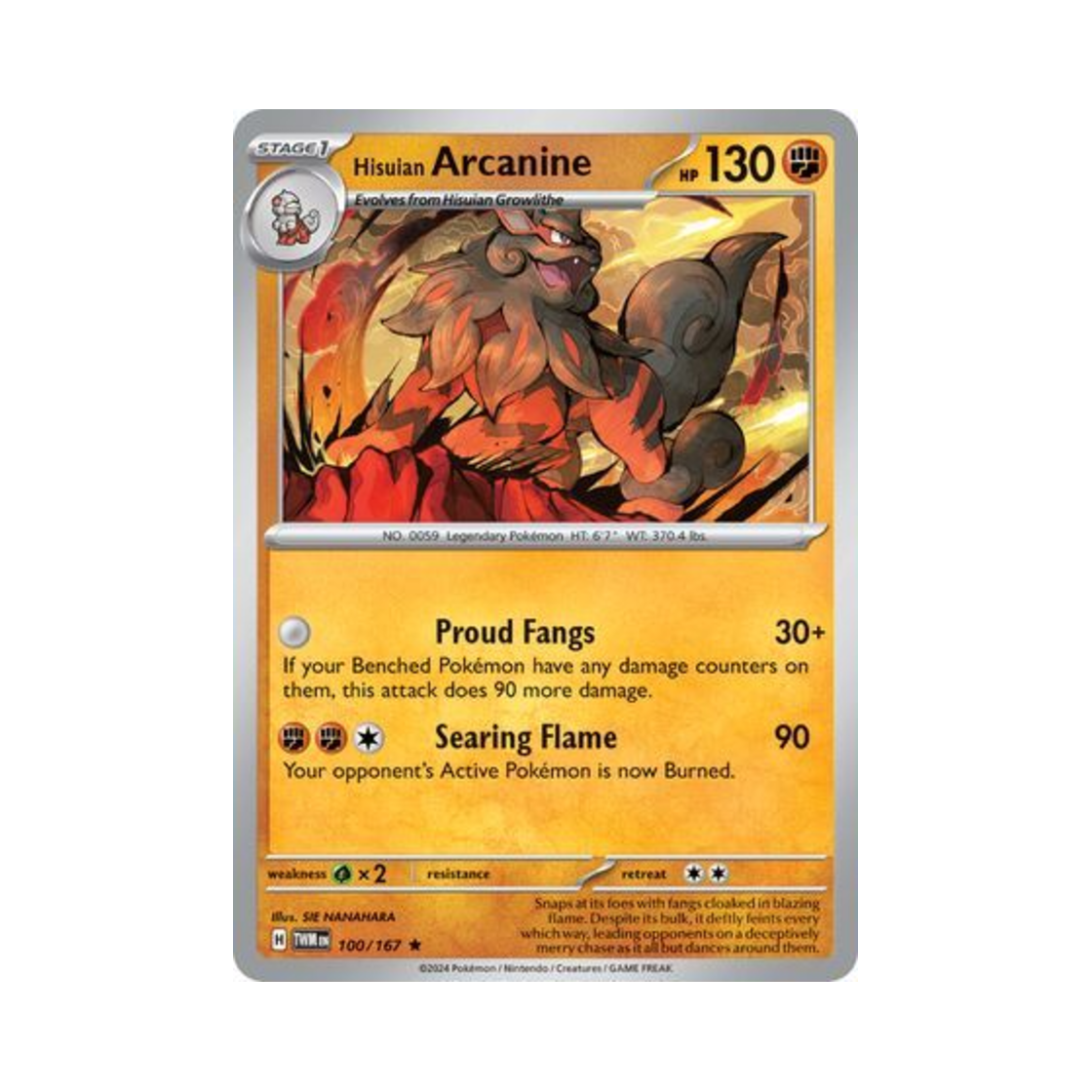 포켓몬 TCG 히스이 윈디 R 트와일라잇 마스커레이드 (영문판)(Pokemon TCG Hisuian Arcanine R Twilight Masquerade (English Ver.)) - 1