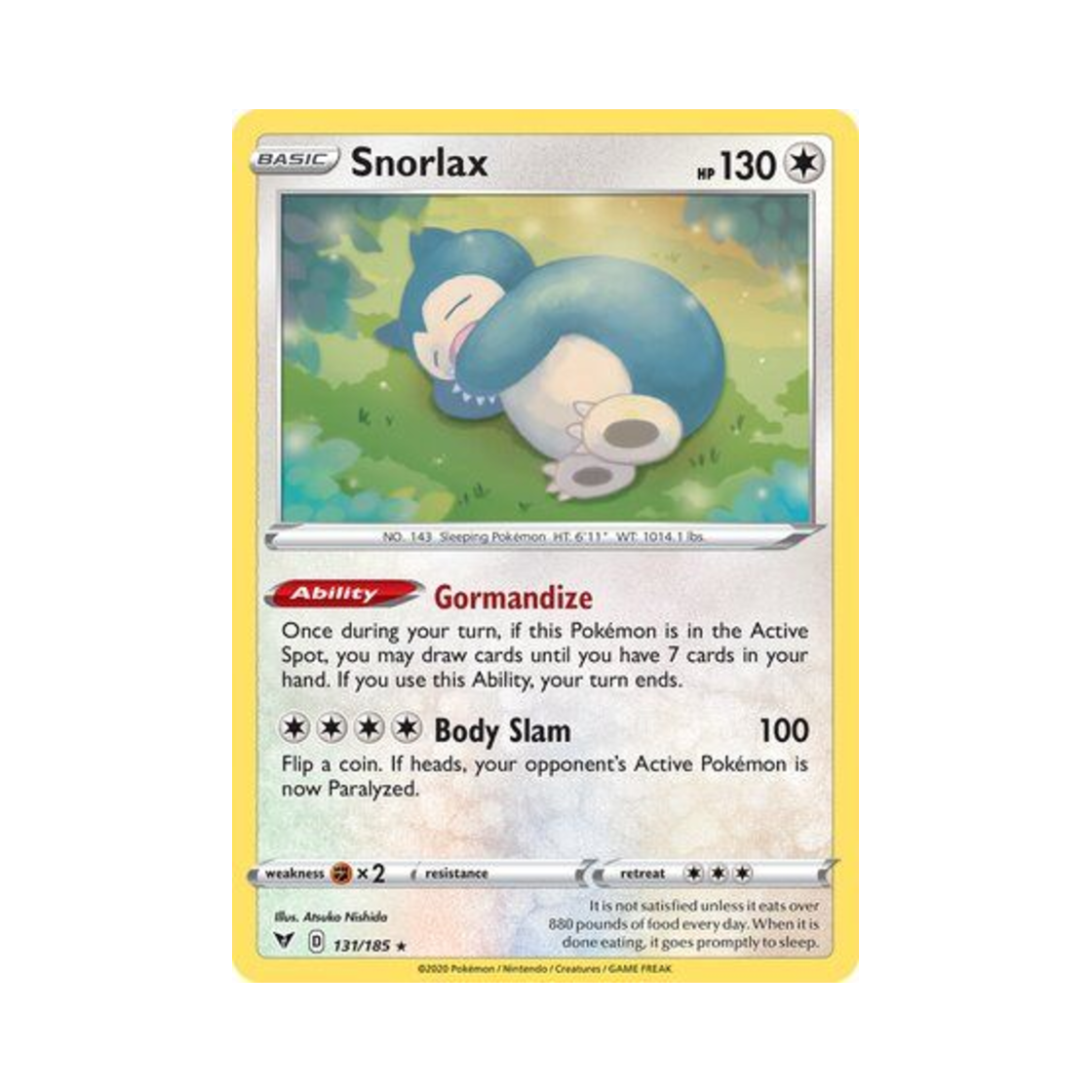 포켓몬 TCG 잠만보 RH 비비드 볼티지 (영문판)(Pokemon TCG Snorlax RH Vivid Voltage (English Ver.)) - 1