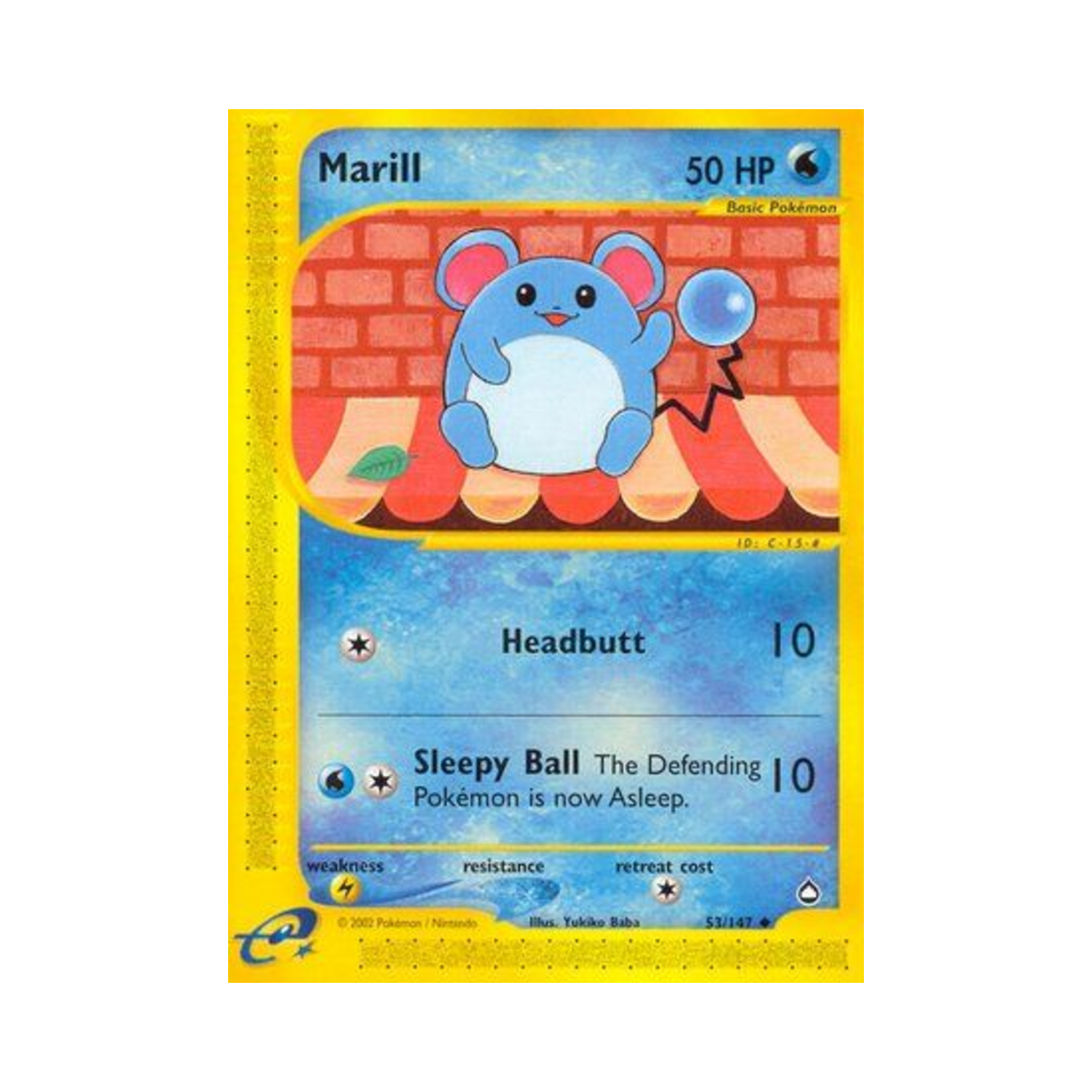포켓몬 TCG 마릴 U 아쿠아폴리스 (영문판)(Pokemon TCG Marill U Aquapolis (English Ver.))