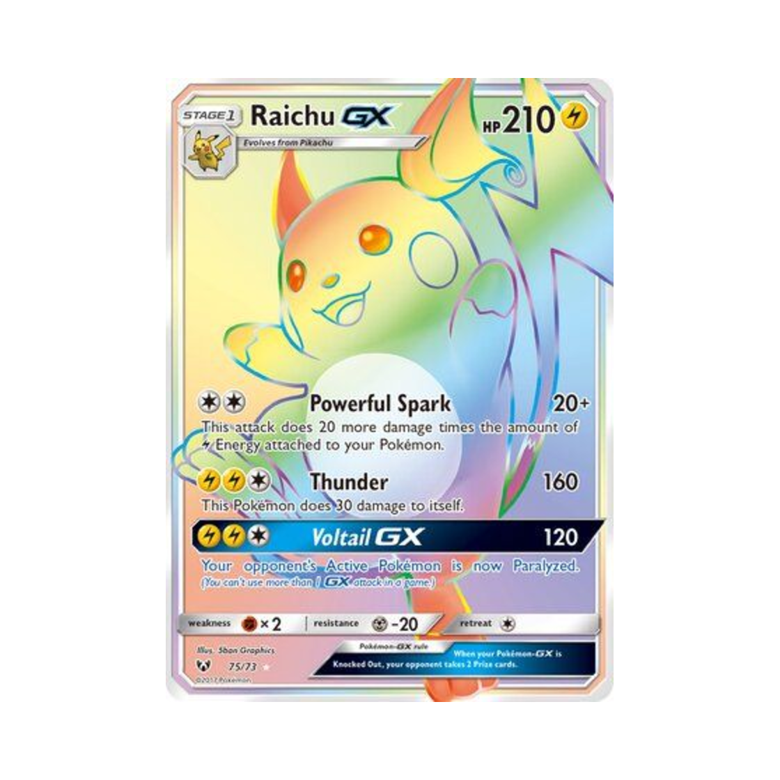 포켓몬 TCG 라이츄 GX RR 샤이닝 레전즈 (영문판)(Pokemon TCG Raichu GX RR Shining Legends (English Ver.)) - 1