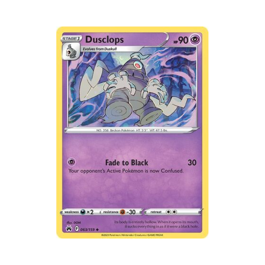 포켓몬 TCG 미라몽 U 크라운 제니스 (영문판)(Pokemon TCG Dusclops U Crown Zenith (English Ver.)) - 1