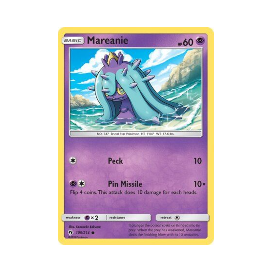 포켓몬 TCG 시마사리 C 로스트 썬더 (영문판)(Pokemon TCG Mareanie C Lost Thunder (English Ver.)) - 1
