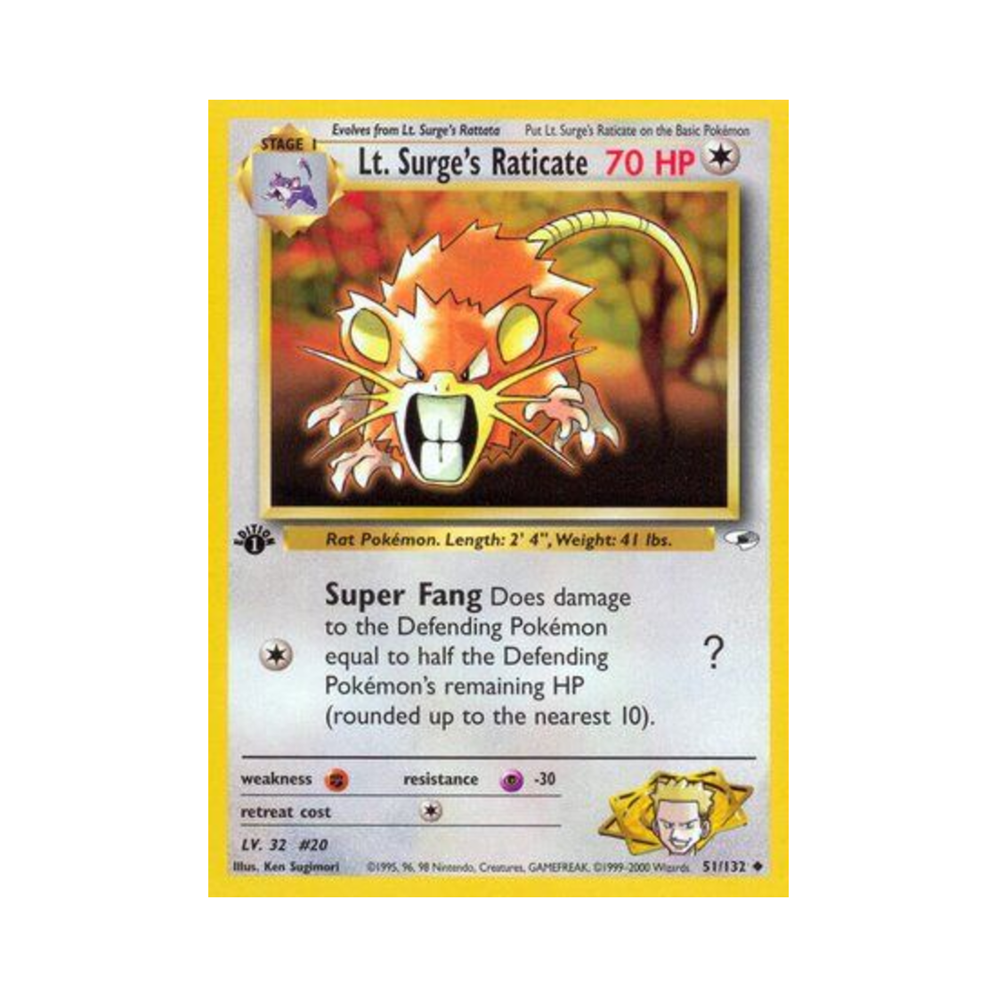 포켓몬 TCG 마티스의 레트라 U 짐 히어로즈 (영문판)(Pokemon TCG Lt. Surge's Raticate U Gym Heroes (English Ver.))
