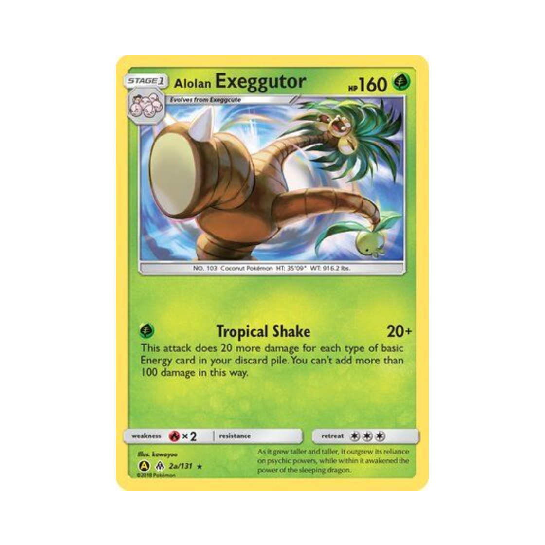 포켓몬 TCG 알로라 나시 R 옐로우 A 얼터네이트 (영문판)(Pokemon TCG Alolan Exeggutor R Yellow A Alternate (English Ver.))