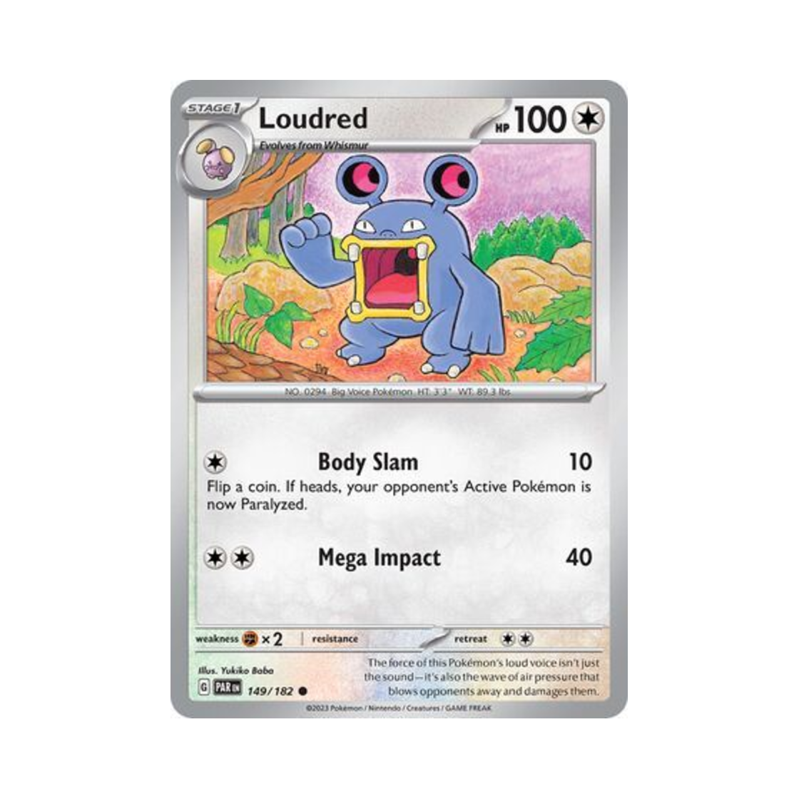 포켓몬 TCG 노공룡 C 파라독스 리프트 (영문판)(Pokemon TCG Loudred C Paradox Rift (English Ver.))