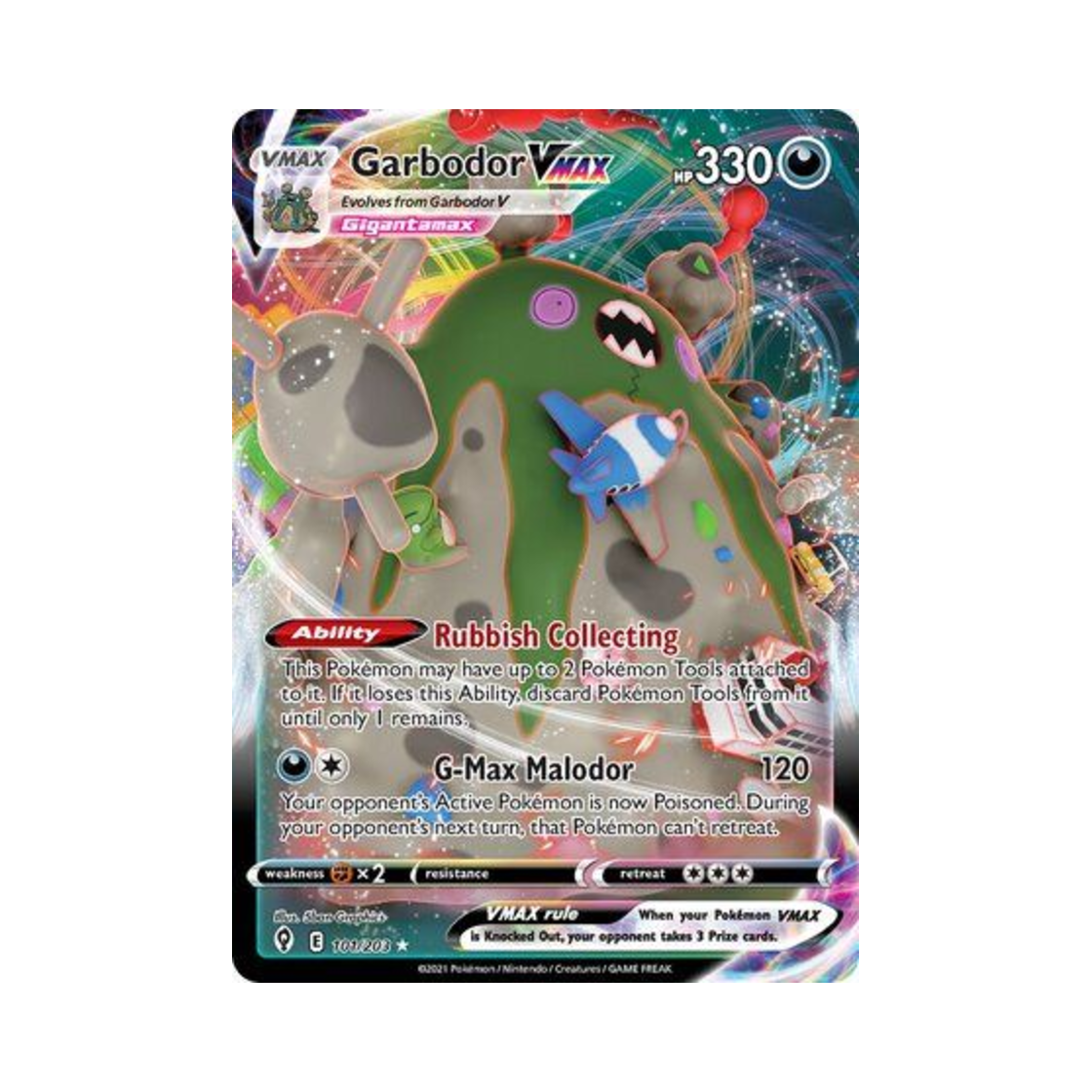 포켓몬 TCG 더스트나 VMAX HRV 이볼빙 스카이즈 (영문판)(Pokemon TCG Garbodor VMAX HRV Evolving Skies (English Ver.))