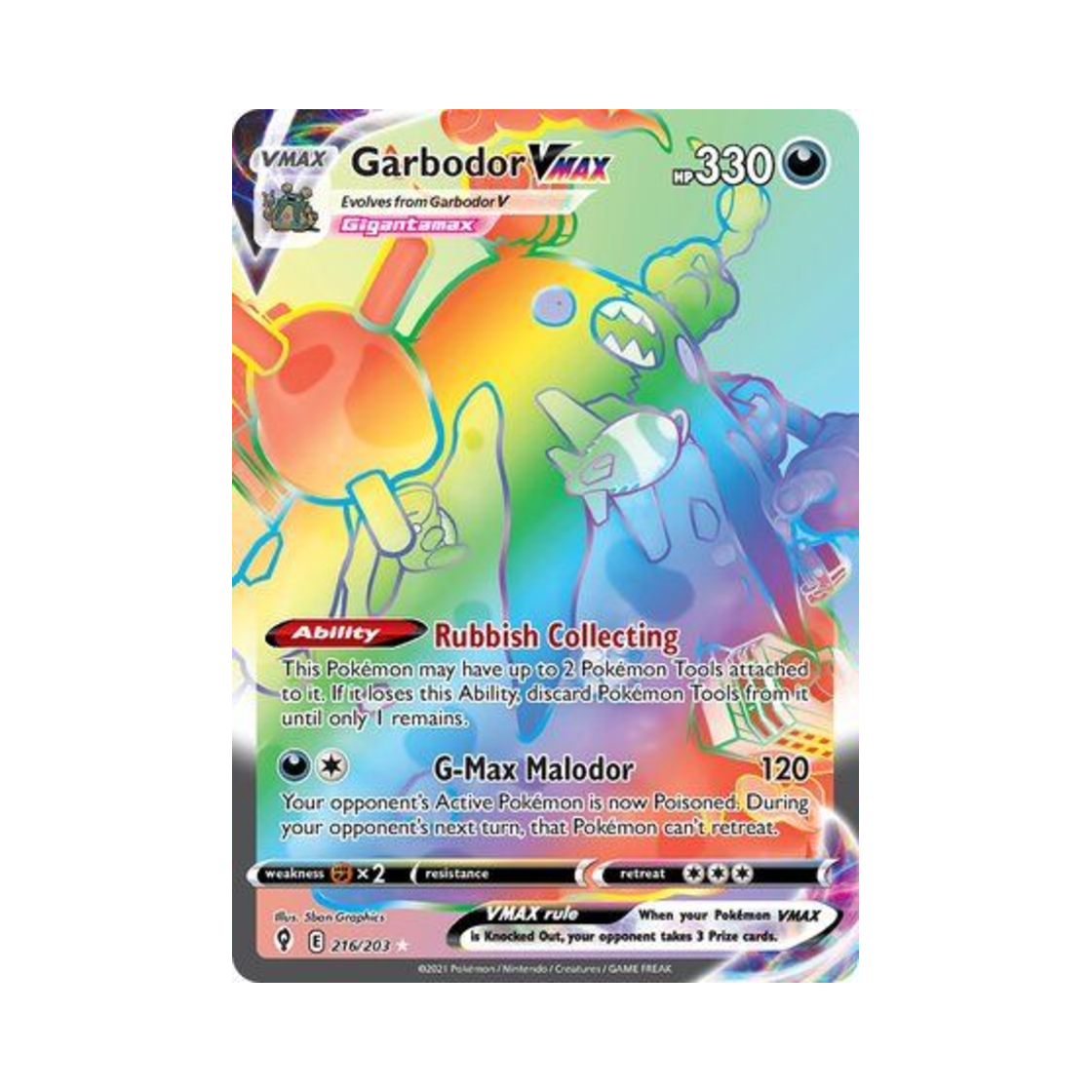 포켓몬 TCG 더스트나 VMAX RR 이볼빙 스카이즈 (영문판)(Pokemon TCG Garbodor VMAX RR Evolving Skies (English Ver.))