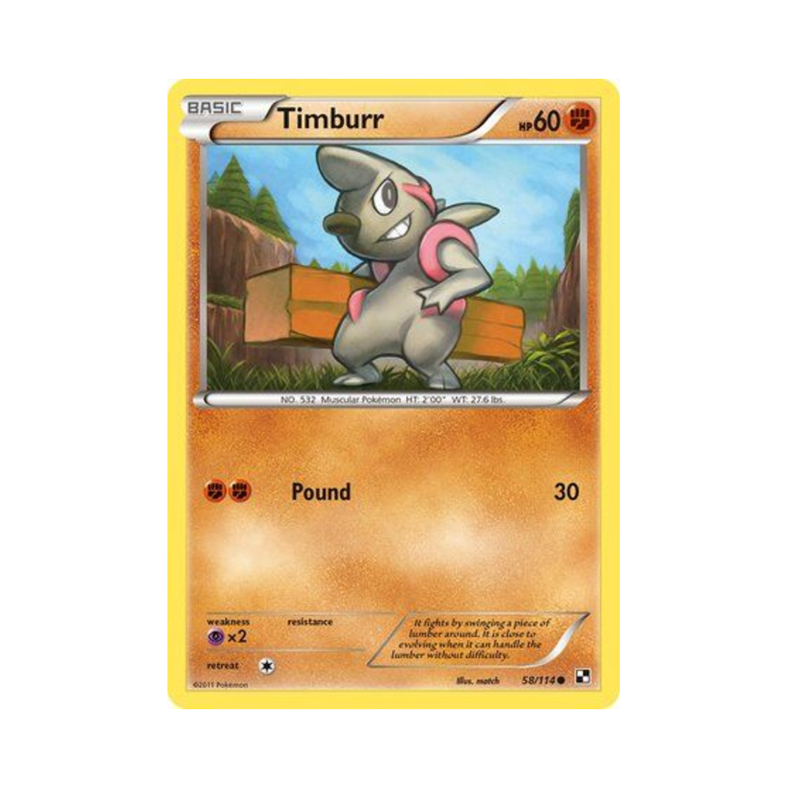 포켓몬 TCG 으랏차 C 블랙 & 화이트 (영문판)(Pokemon TCG Timburr C Black & White (English Ver.)) - 1