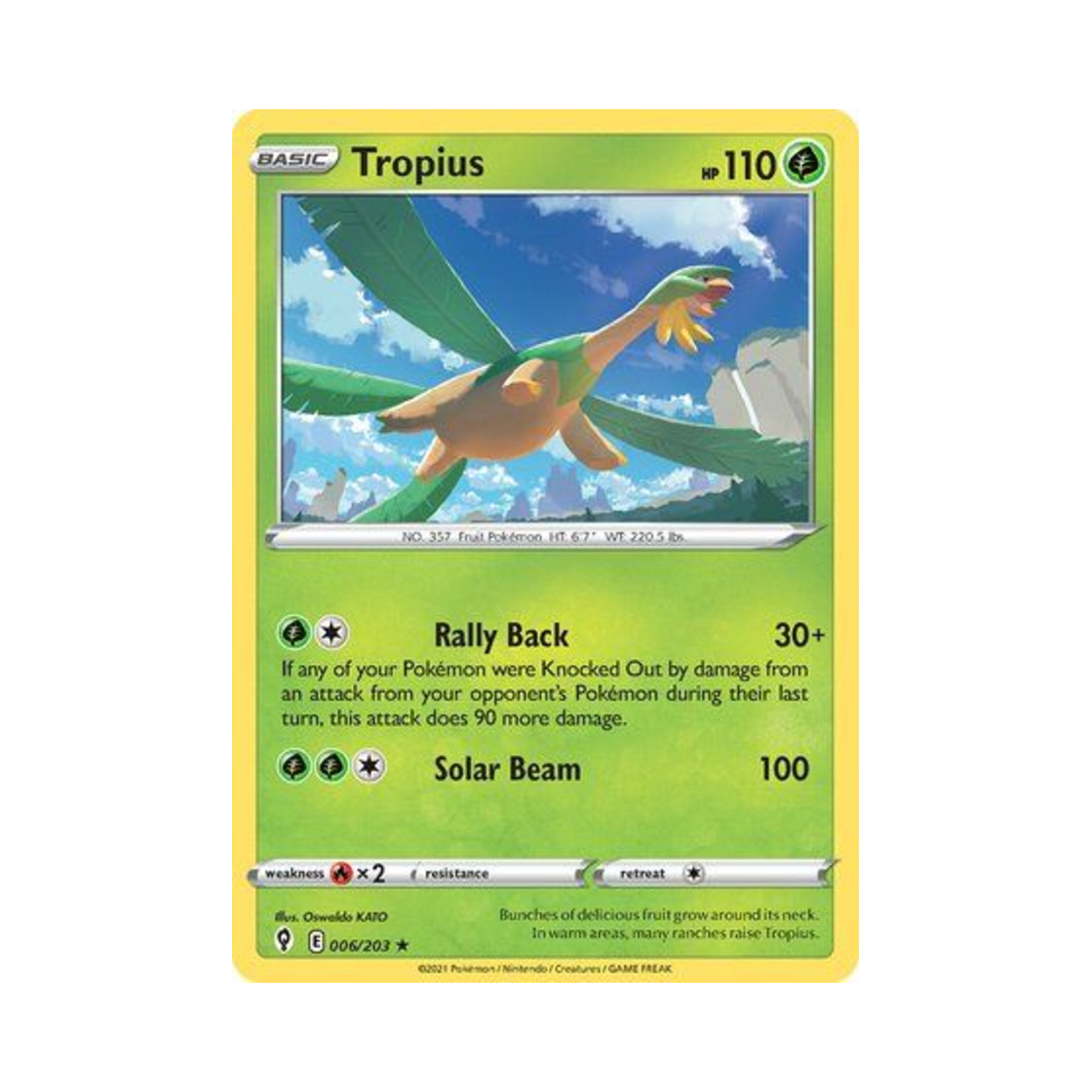 포켓몬 TCG 트로피우스 R 이볼빙 스카이즈 (영문판)(Pokemon TCG Tropius R Evolving Skies (English Ver.))