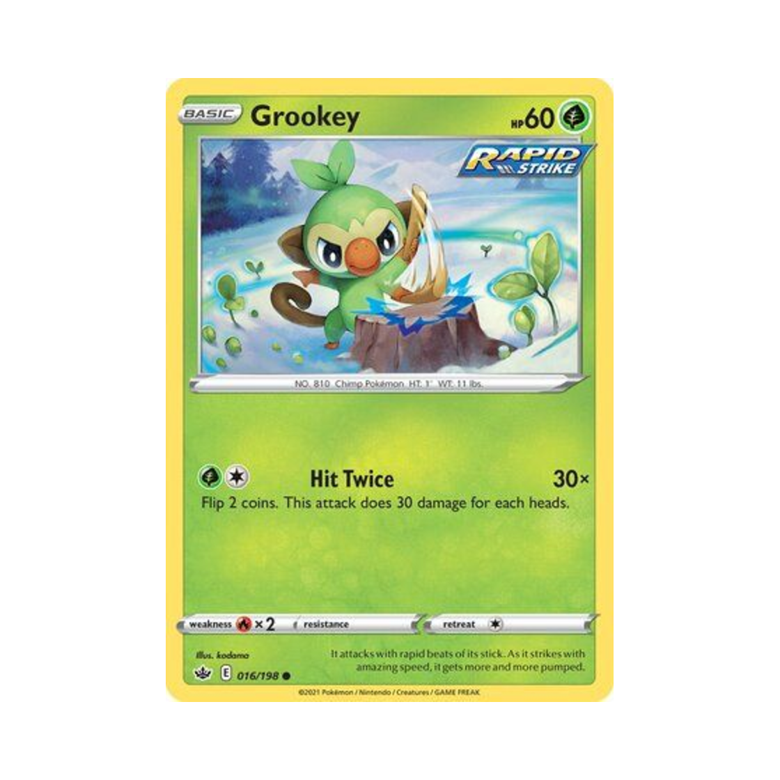 포켓몬 TCG 흥나숭 C 칠링 레인 (영문판)(Pokemon TCG Grookey C Chilling Reign (English Ver.)) - 1